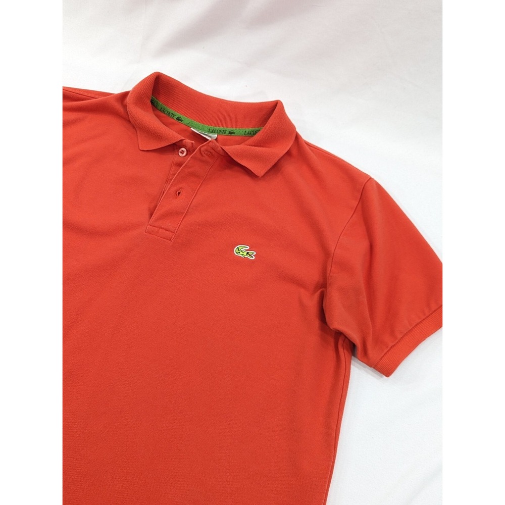 Lacoste Shirt XL Blood Orange‎ Polo 3-Button Short Sleeve Golf Neon Gator